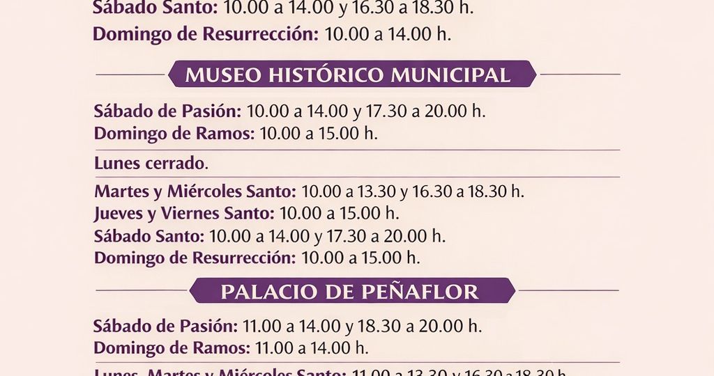 horarios semana santa oficina turismo y monumentos